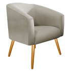 Kit 02 Poltronas E Puff Luiza Palito Mel Linho Bege - Doce So