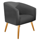 Kit 02 Poltronas E Puff Luiza Palito Mel Linho Chumbo - Doce