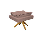 Kit 02 Poltronas E Puff Opala Base Giratória De Madeira Suede