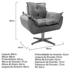Kit 02 Poltronas E Puff Opala Base Giratória De Metal Suede C