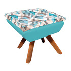 Kit 02 Poltronas E Puff Opala Composê Suede Azul Turquesa Com