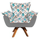 Kit 02 Poltronas E Puff Opala Composê Suede Grafite Com Estam