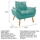 Kit 02 Poltronas E Puff Opala Palito Mel Suede Azul Tiffany -