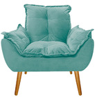 Kit 02 Poltronas E Puff Opala Palito Mel Suede Azul Tiffany -