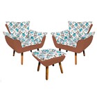 Kit 02 Poltronas E Puff Opala Suede Caramelo Sisal Com D33 Pé