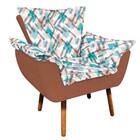 Kit 02 Poltronas E Puff Opala Suede Caramelo Sisal Com D33 Pé