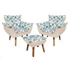 Kit 02 Poltronas E Puff Opala Suede Com D33 Pés Palito Castan