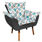 Kit 02 Poltronas E Puff Opala Suede Preto Com D33 Pés Palito