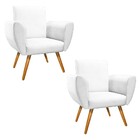 Kit 02 Poltronas Elisa Palito Mel Suede Branco - Amarena Móve