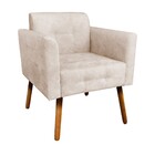 Kit 02 Poltronas Elisa Suede Craquelado Bege Pés Palito D'ros