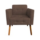 Kit 02 Poltronas Elisa Suede Craquelado Marrom Pés Palito D'r