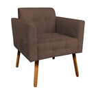 Kit 02 Poltronas Elisa Suede Craquelado Marrom Pés Palito D'r