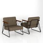 Kit 02 Poltronas Estofadas Columbia Industrial Preto/capuccin