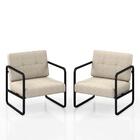 Kit 02 Poltronas Estofadas Dinamarca Industrial Preto/bege -