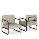 Kit 02 Poltronas Estofadas Dinamarca Industrial Preto/bege -