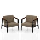 Kit 02 Poltronas Estofadas Pomezia Industrial Preto/capuccino