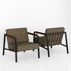 Kit 02 Poltronas Estofadas Pomezia Industrial Preto/capuccino