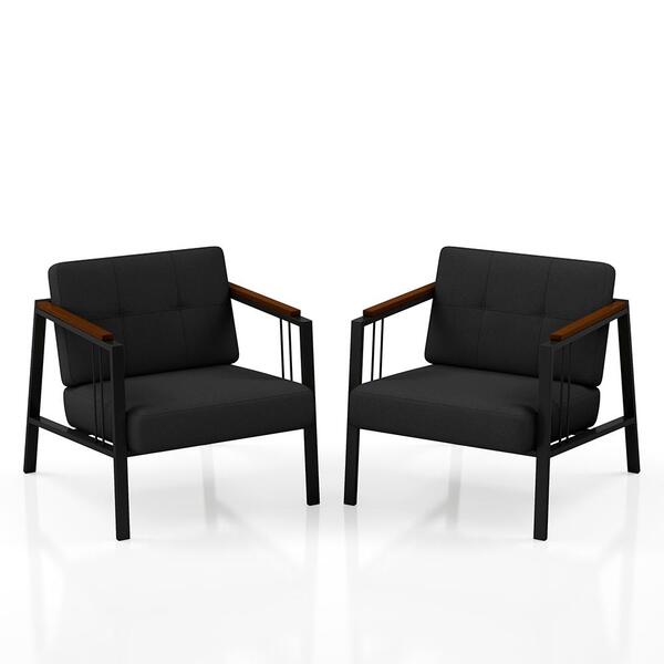 Kit 02 Poltronas Estofadas Pomezia Industrial Preto/preto - M