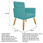 Kit 02 Poltronas Fernanda Palito Mel Suede Azul Turquesa - Am