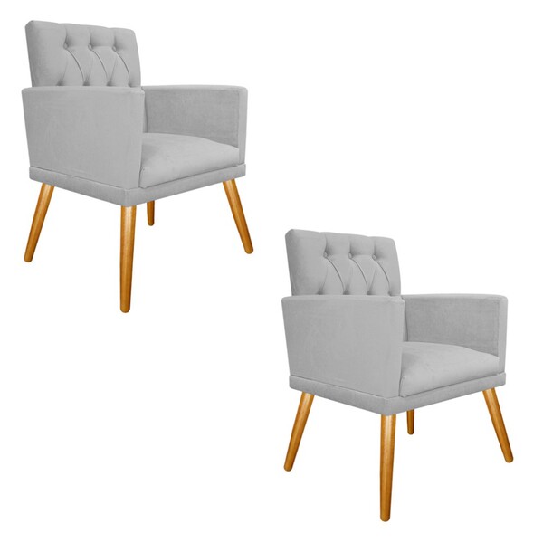 Kit 02 Poltronas Fernanda Palito Mel Suede Cinza - Amarena Mó