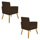 Kit 02 Poltronas Fernanda Palito Mel Suede Marrom - Amarena M