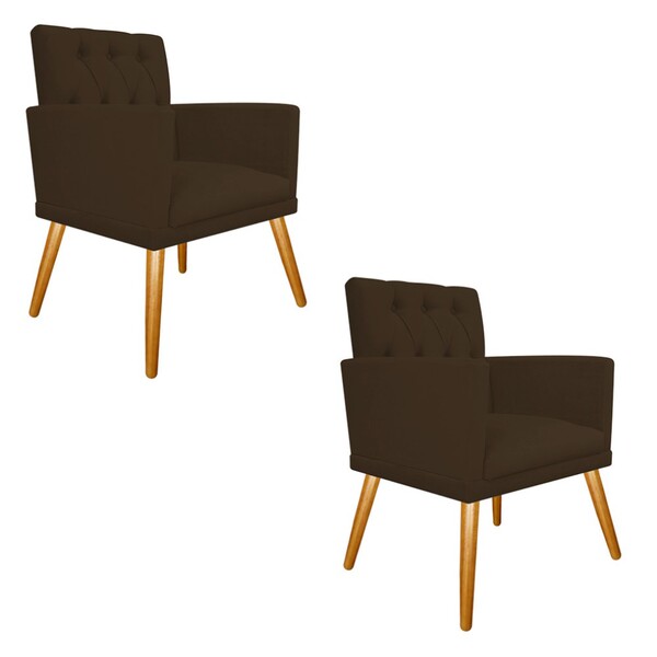 Kit 02 Poltronas Fernanda Palito Mel Suede Marrom - Amarena M