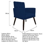 Kit 02 Poltronas Fernanda Palito Tabaco Suede Azul Marinho -