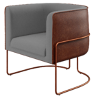 Kit 02 Poltronas Fixas Base Aço Cobre Betina D02 Linho Cinza