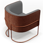 Kit 02 Poltronas Fixas Base Aço Cobre Betina D02 Linho Cinza