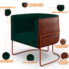 Kit 02 Poltronas Fixas Base Aço Cobre Betina D02 Linho Verde