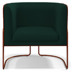 Kit 02 Poltronas Fixas Base Aço Cobre Betina D02 Linho Verde