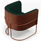 Kit 02 Poltronas Fixas Base Aço Cobre Betina D02 Linho Verde