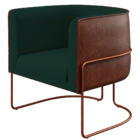 Kit 02 Poltronas Fixas Base Aço Cobre Betina D02 Linho Verde