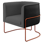 Kit 02 Poltronas Fixas Base Aço Cobre Betina D02 Veludo Cinza