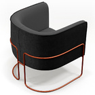 Kit 02 Poltronas Fixas Base Aço Cobre Betina D02 Veludo Cinza