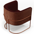 Kit 02 Poltronas Fixas Base Aço Cobre Betina D02 Veludo Marsa