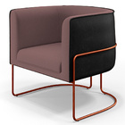 Kit 02 Poltronas Fixas Base Aço Cobre Betina D02 Veludo Rosê