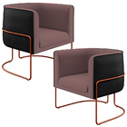 Kit 02 Poltronas Fixas Base Aço Cobre Betina D02 Veludo Rosê