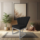 Kit 02 Poltronas Flor Veludo Base Metálica Industrial Prata -