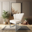 Kit 02 Poltronas Flor Veludo Base Metálica Industrial Prata -