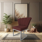 Kit 02 Poltronas Flor Veludo Base Metálica Industrial Prata -