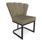 Kit 02 Poltronas Flor Veludo Base Metálica Industrial Preto -