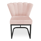 Kit 02 Poltronas Flor Veludo Base Metálica Industrial Preto -