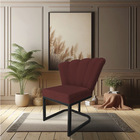 Kit 02 Poltronas Flor Veludo Marsala Base Metálica Industrial