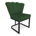 Kit 02 Poltronas Flor Veludo Verde Base Metálica Industrial P