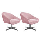 Kit 02 Poltronas França Base Giratória De Metal Suede - Amare