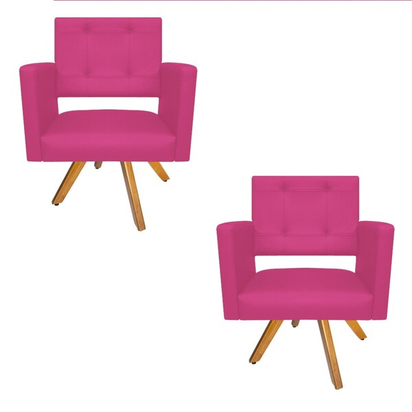 Kit 02 Poltronas Gênesis Base Giratória De Madeira Corano Pin