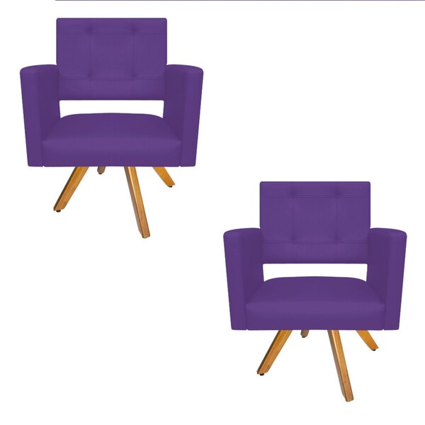 Kit 02 Poltronas Gênesis Base Giratória De Madeira Corano Rox