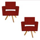 Kit 02 Poltronas Gênesis Base Giratória De Madeira Corano Ver