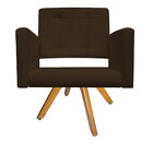 Kit 02 Poltronas Gênesis Base Giratória De Madeira Suede Marr